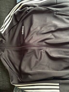 adidas Black Jacket with White Three-Stripes